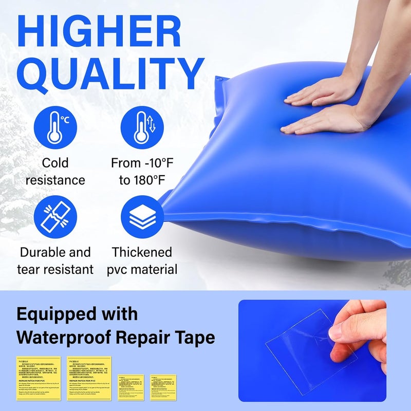TIXANF 4 x 4Ft Winter Pool Pillow, Thickened Flexible and 0.8mm Double-Layer Hot Melt Process Durable PVC Pool Pillows for Above Ground Pools,Swimming Pool Closing Winter Kit,Rope and Patch Included - Image 2
